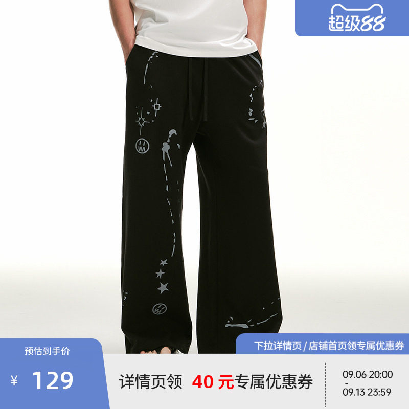 BBEASTER直筒涂鸦满印鬼脸运动裤图片