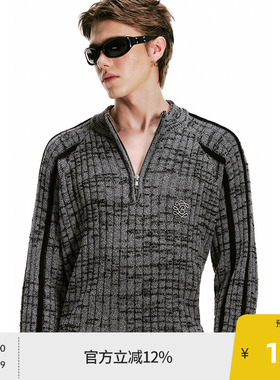 BEASTER奥莱撞色拼条套头毛衣男美式肌理感宽松百搭垂感针织衫