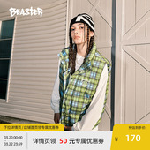 外套 短款 BEASTER奥莱鬼脸格纹羽绒马甲女冬装 cleanfit白鸭绒男式