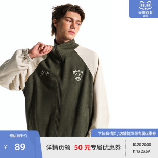 BEASTER鬼脸刺绣图案夹克男秋季新款美式麂皮绒宽松休闲拼色外套