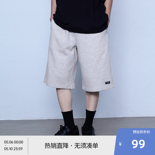 BEASTER370g重磅短裤男25夏新薄款抽绳灰色宽松百搭直筒休闲裤子