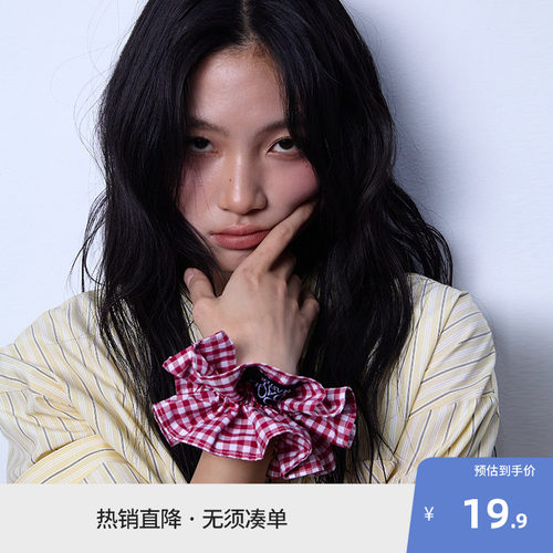 BEASTER复古双层韩系格纹发圈甜美百搭高级感气质发绳头绳