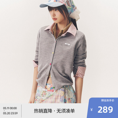 【啄木鸟伍迪联名】王一菲同款BEASTER针织衬衫女polo领上衣
