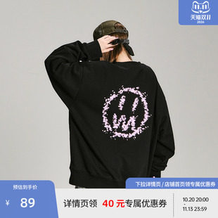 BEASTER潮流大鬼脸印花图案圆领卫衣男美式休闲重磅趣味新款上衣