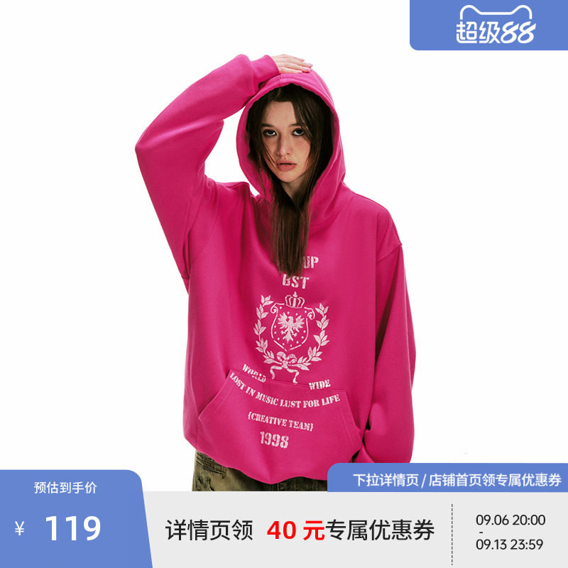 BEASTER麦穗印花图案连帽卫衣美式潮流百搭25年春季新款上图片