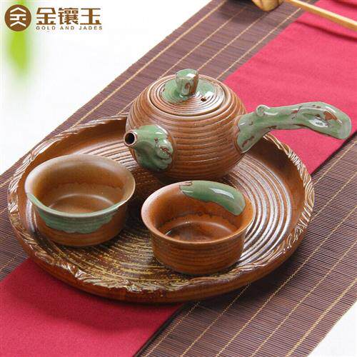 金镶玉 功夫茶具套装带茶盘茶杯茶壶粗陶侧把陶瓷 粗陶侧把一壶两怎么样,好用不?