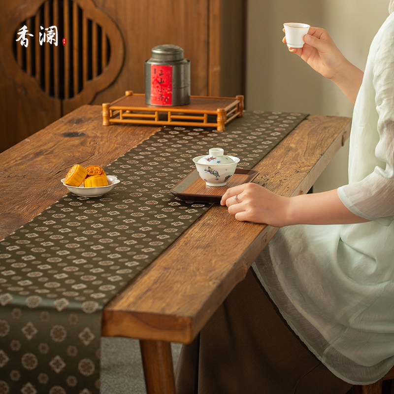 景德镇手工桌旗茶席双层加厚