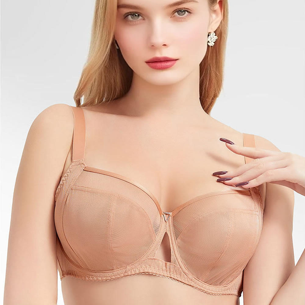 大码内衣大胸超薄透明网纱大罩杯