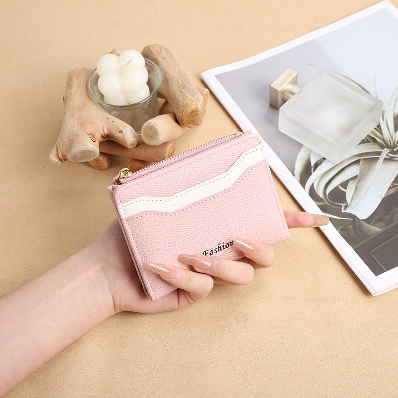 娇雪兰跨境韩版高级感女士钱包wallet时尚拼接短款拉链小巧零钱夹