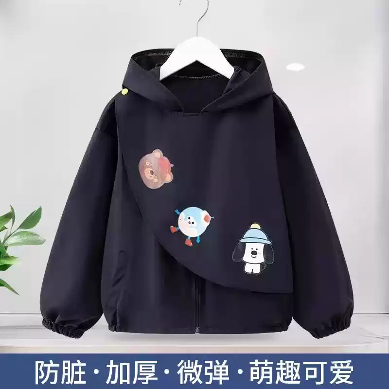 儿童罩衣秋冬加大防水防脏羽绒服