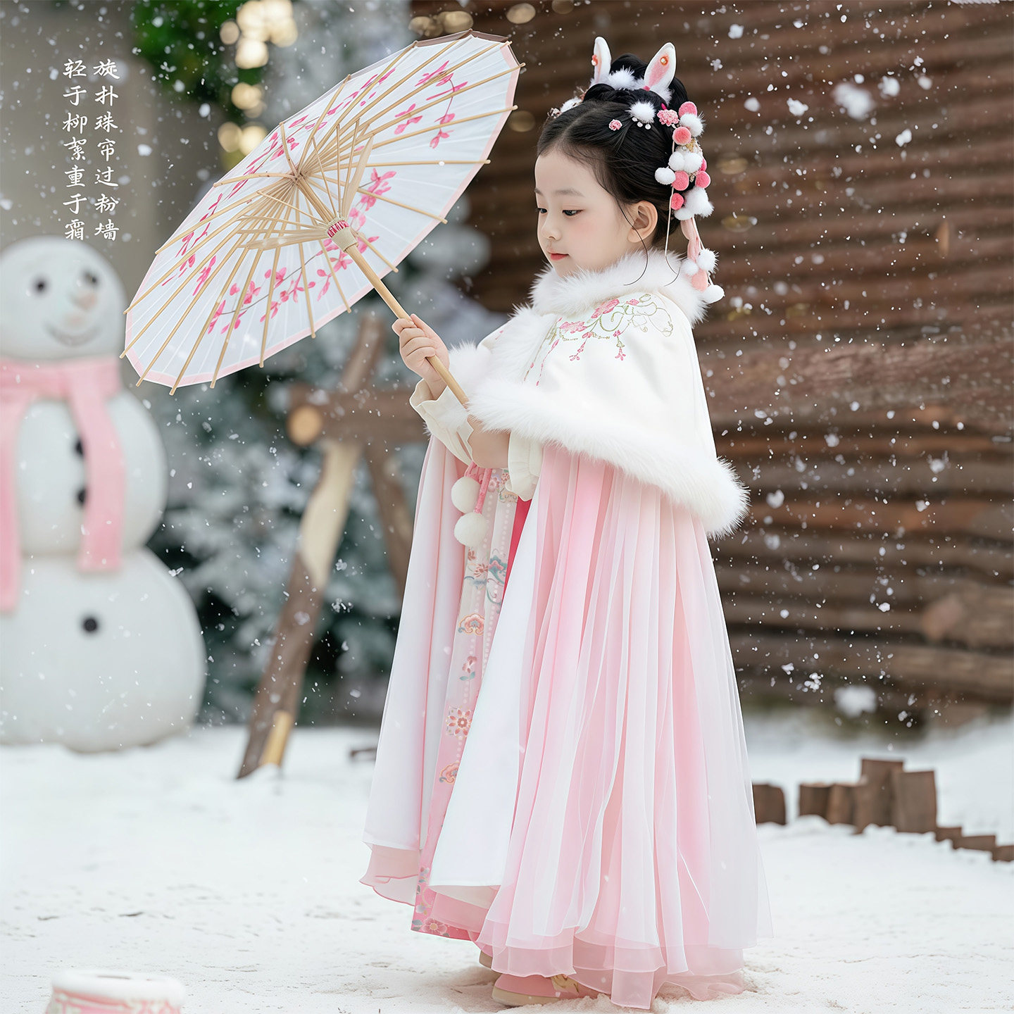 汉服女童拜年服冬季披风斗篷
