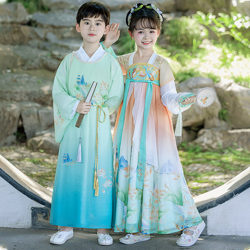 儿童汉服女童连衣裙男童国学国风