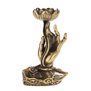 实心黄铜倒流香香薰小摆件祥云莲花佛手仿古玩铜器香架香托小礼物