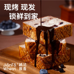 【碱法厚切吐司】碱法原麦新品全麦牛乳蓝莓黑巧碱水吐司面包早餐