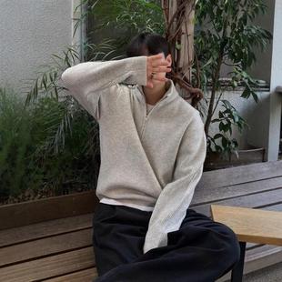 Men All Zipper Handsome Pullover Fashionable Half Korean
