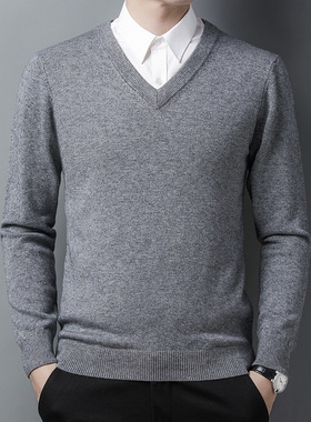 Shop Wool Sweater Men's Thickened V-neck Sweater With Wool F