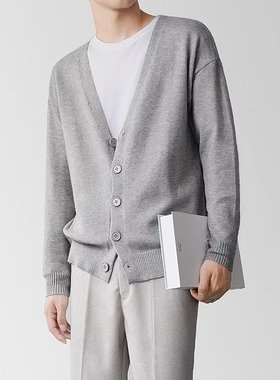 Men's Knitwear Cardigan Business High Casual V-neck Solid lo