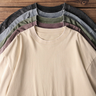 sleeved Heavy 230g Half Old tton Washed Men shirt Short