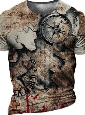 Vintage Compass  Shirt en 3d rint aigation Compass en's Crew