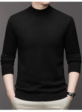 Men's Knitted Semi-high llar Casual Solid lor Warm Men's Clo