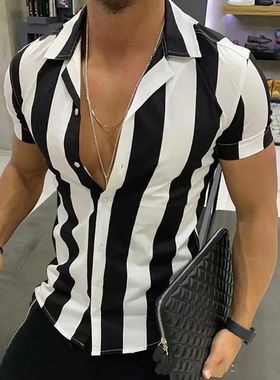 en's Shirts oliday awaiian each Shirts Striped rint ops usin