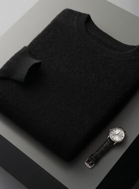 100 Sheep Pullover Men's Round Neck Loose Warm Solid lor Sea