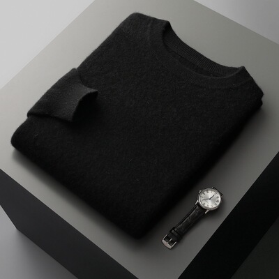 100 Sheep Pullover Men's Round Neck Loose Warm Solid lor Sea
