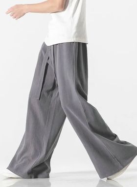 Cotton Linen Vintage en’s arem ants arajuku Oersized Casual