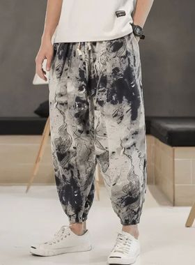 en ohemia rinted rousers Japanese arajuku Sreetwear Casual a