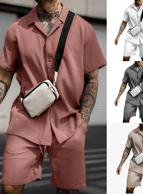 2023 en's Sets ew Casual Comfortable utton Short Sleee  Shir