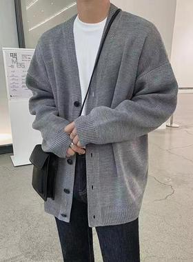 Cardigan Men's Korean-style Fashionable Loose Solid lor Acad