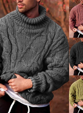 2025 Fashion Casual Twist Flower Turtleneck Men's Sweater