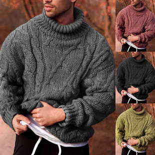 Twist Flower Turtleneck 2025 Casual Men Sweater Fashion