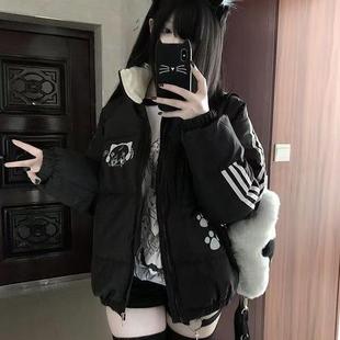 女童羽绒棉服冬季2025新款加厚洋气黑色外套学院风短款潮防寒棉衣