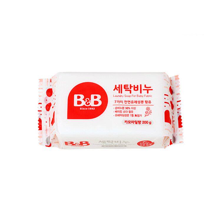 进口版韩国BBU 新装婴幼儿天然抗菌洗衣香皂洋甘菊味200g温和清洁