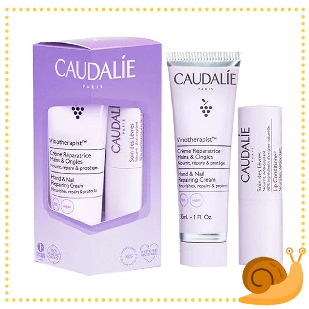CAUDALIE Vinotherapist葡萄籽滋润抗氧润手霜30ml+润唇膏4.5克版