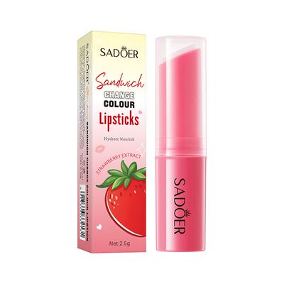 SADOER  润唇膏有色润唇膏变色唇膏补水补湿滋润士多啤梨味2.5g版