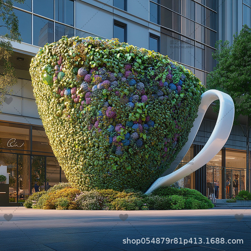 仿真咖啡杯奶茶杯雕塑定制网红花艺瀑布打卡装饰景区店铺装饰摆件,商业/办公家具,商业美陈,淘宝优惠券,粉丝福利购,淘宝优惠卷