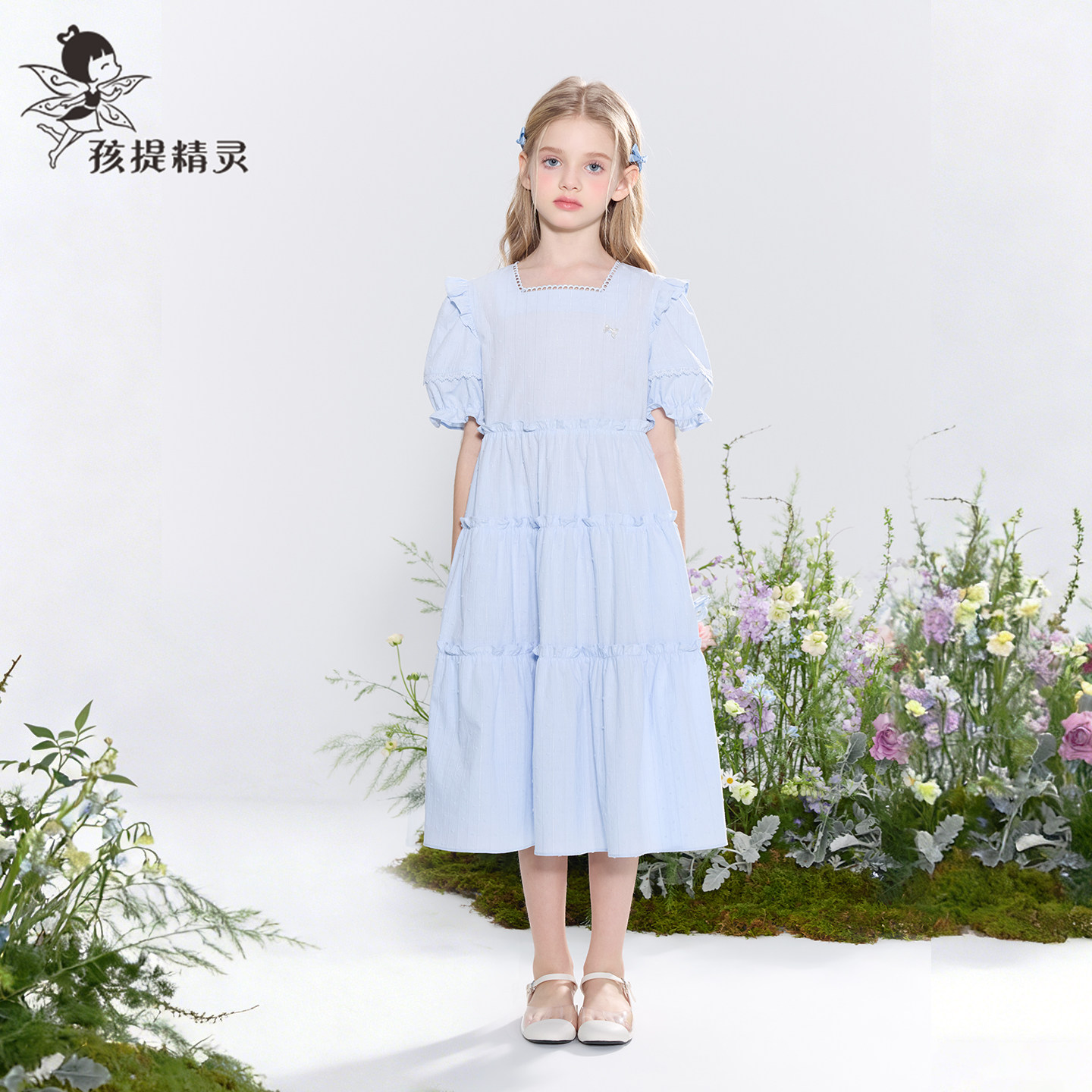 女童学院风纯棉连衣裙2026夏装新款洋气中大童蛋糕裙儿童公主裙子