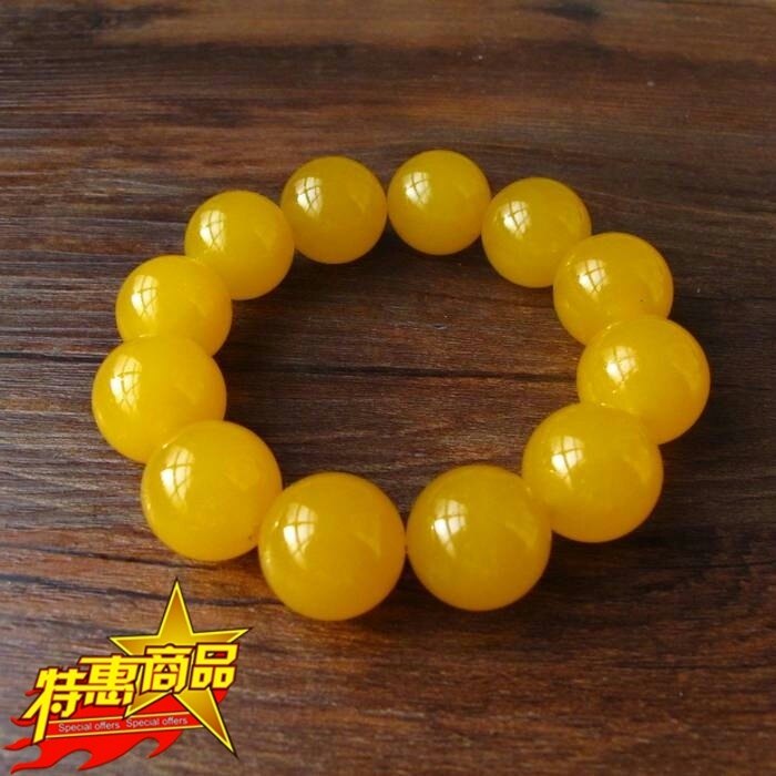黄玉髓手链戈壁玉黄玉圆珠男款手珠20mm