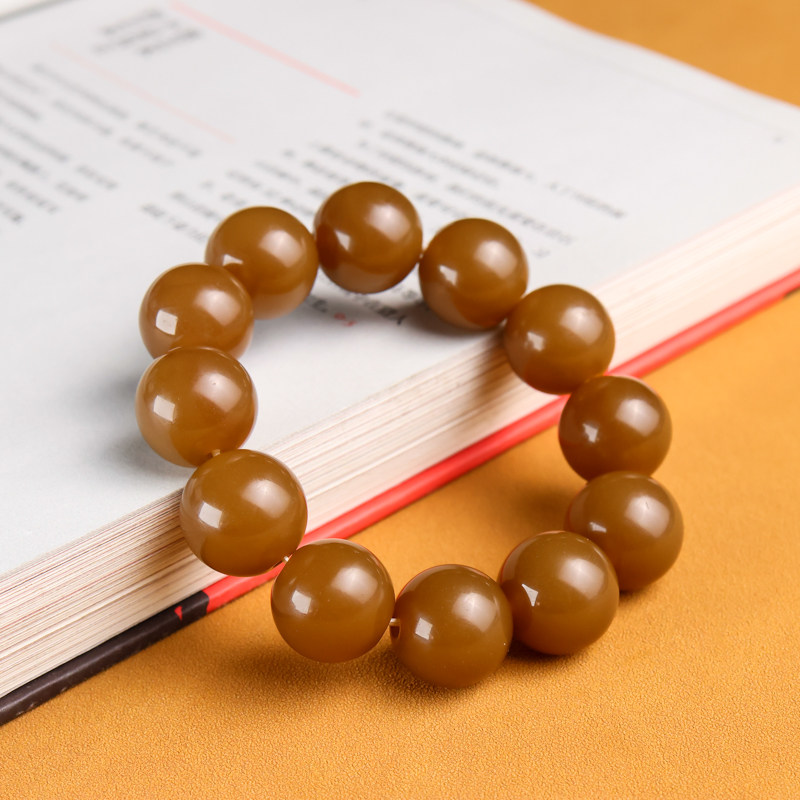 和田糖玉手串天然玉石且末料红糖