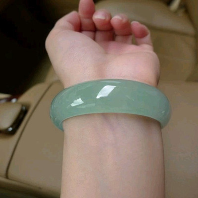 青峰玉业玉器A货缅甸新坑翡翠玉镯 冰种飘花玉手镯 翡翠玉镯子 满