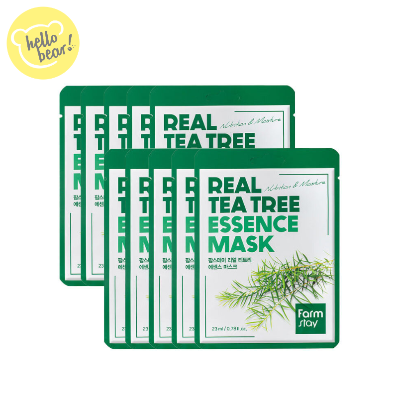 Farmstay Real浓缩精华面膜23ml茶树镇静舒缓x10助于镇定敏感肌肤