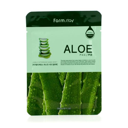 进口版Farmstay芦荟保湿面膜10片装补水保湿改善粗糙镇定舒缓保湿