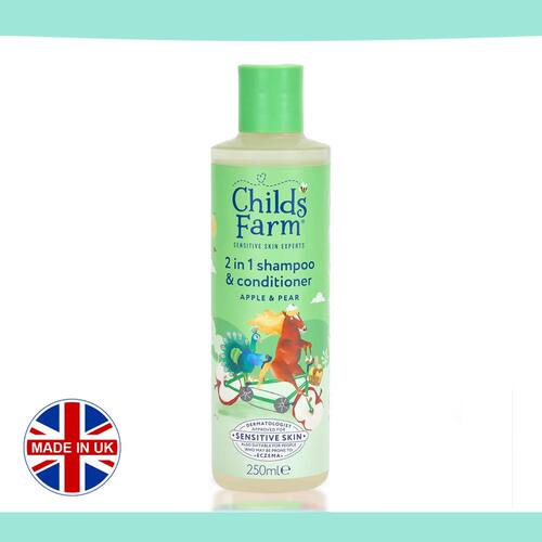 Childs Farm2合1苹果和梨苹果梨儿童洗发水与护发素250ml温和清洁