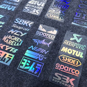 七彩镭射摩托车贴纸电动踏板车汽车赞助商贴花划痕贴防水个性 创意