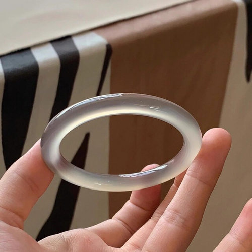 烟灰色手镯高端玛瑙玉髓冰种灰色
