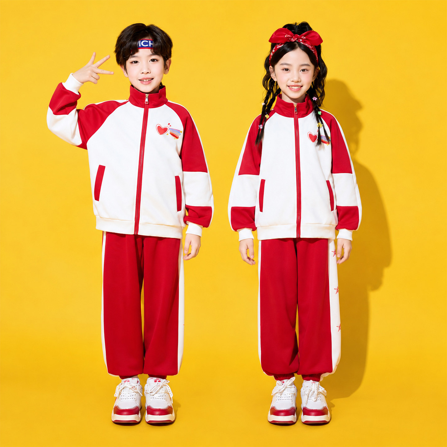 小学生校服演出服儿童啦啦队秋季运动会开幕式班服幼儿园红色园服