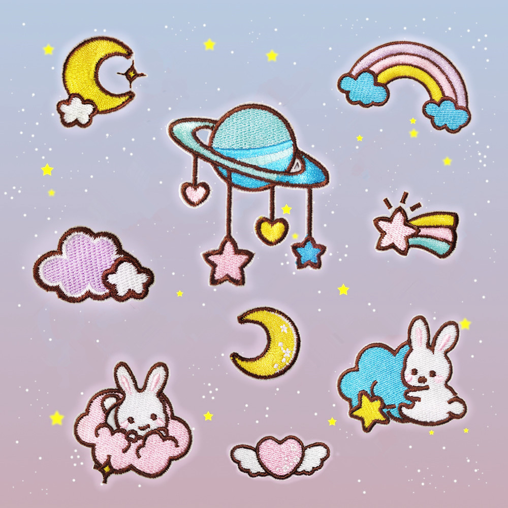 可爱时尚卡通布贴衣服鞋子自粘刺绣小补丁贴羽绒服修补破洞装饰贴