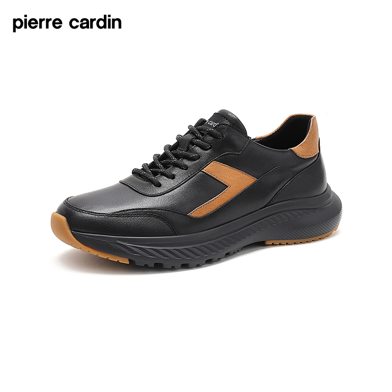 皮尔卡丹男鞋真皮厚底轻便平底日常休闲运动男士皮鞋老爹鞋正品
